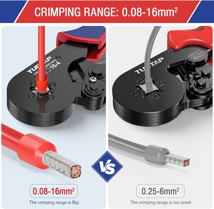 Aderendhülsenzange 0.08-16mm² - TUBTAP® Crimpzangen Für AWG 28-5,Crimp Zange, Presszange,16-4, Adere