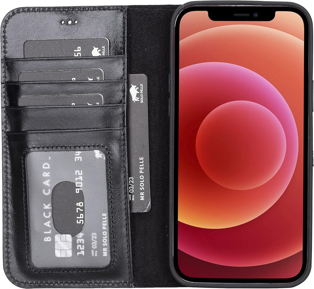 Solo Pelle Lederhülle kompatibel für iPhone 13 Pro Max in 6.7 Zoll abnehmbare Hülle (2in1) inkl. Kar