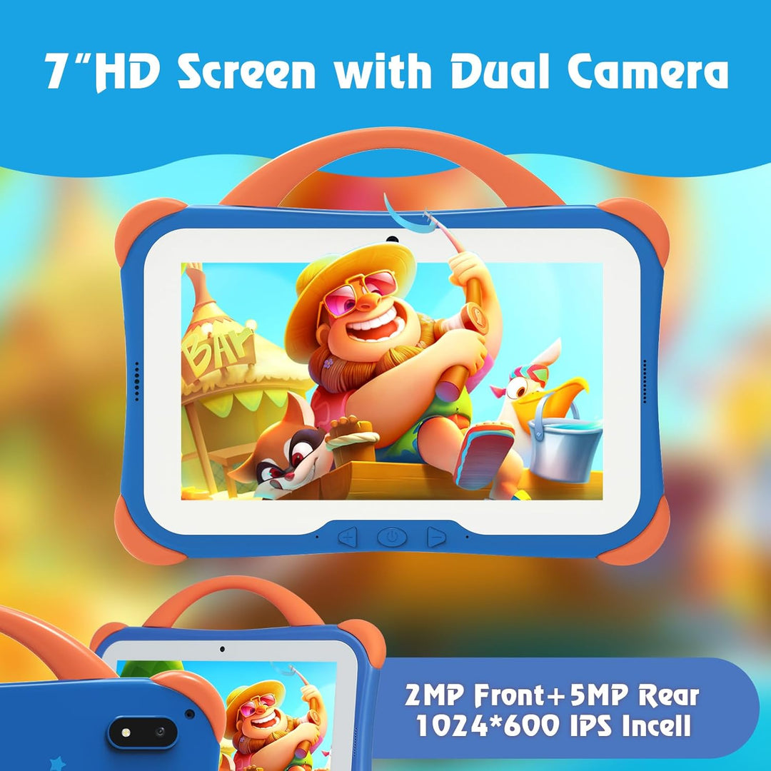 Weelikeit Kindertablet 7 Zoll – Android 14 Tablet für Kinder mit Hülle, 8GB RAM (4+4) & 64GB Speiche