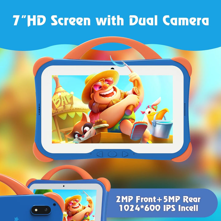Weelikeit Kindertablet 7 Zoll – Android 14 Tablet für Kinder mit Hülle, 8GB RAM (4+4) & 64GB Speiche
