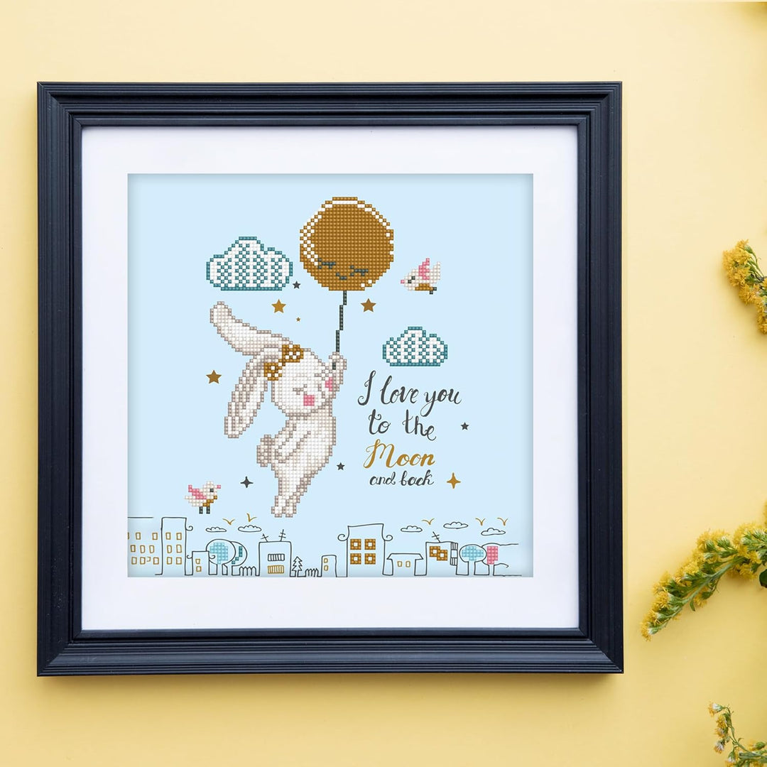 DIAMOND DOTZ DD5.058 - Original 5D Diamond Painting Set Hase Zum Mond und zurück, Kreativset mit 2.2