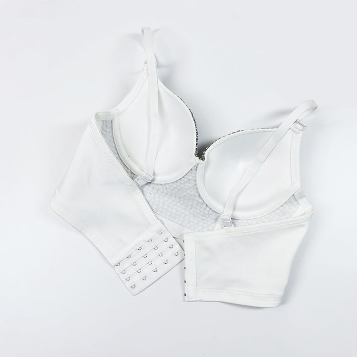 Damen Korsett Bustier BH Dessous Tank Top Trägertop Crop Top Corsage Schlanke Weste # 1 Weiss L, # 1