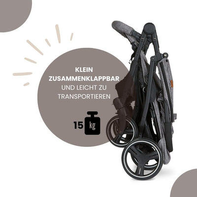 ABC Design Zwillingsbuggy Twin - Circle Line mit Liegefunktion (inkl. Regenverdeck) - Woven Graphite