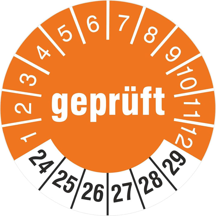 2500 Prüfetiketten mit Aufdruck Geprüft 18 mm 2024-2029 Prüfplaketten Prüfung 2500 18mm Durchmesser,