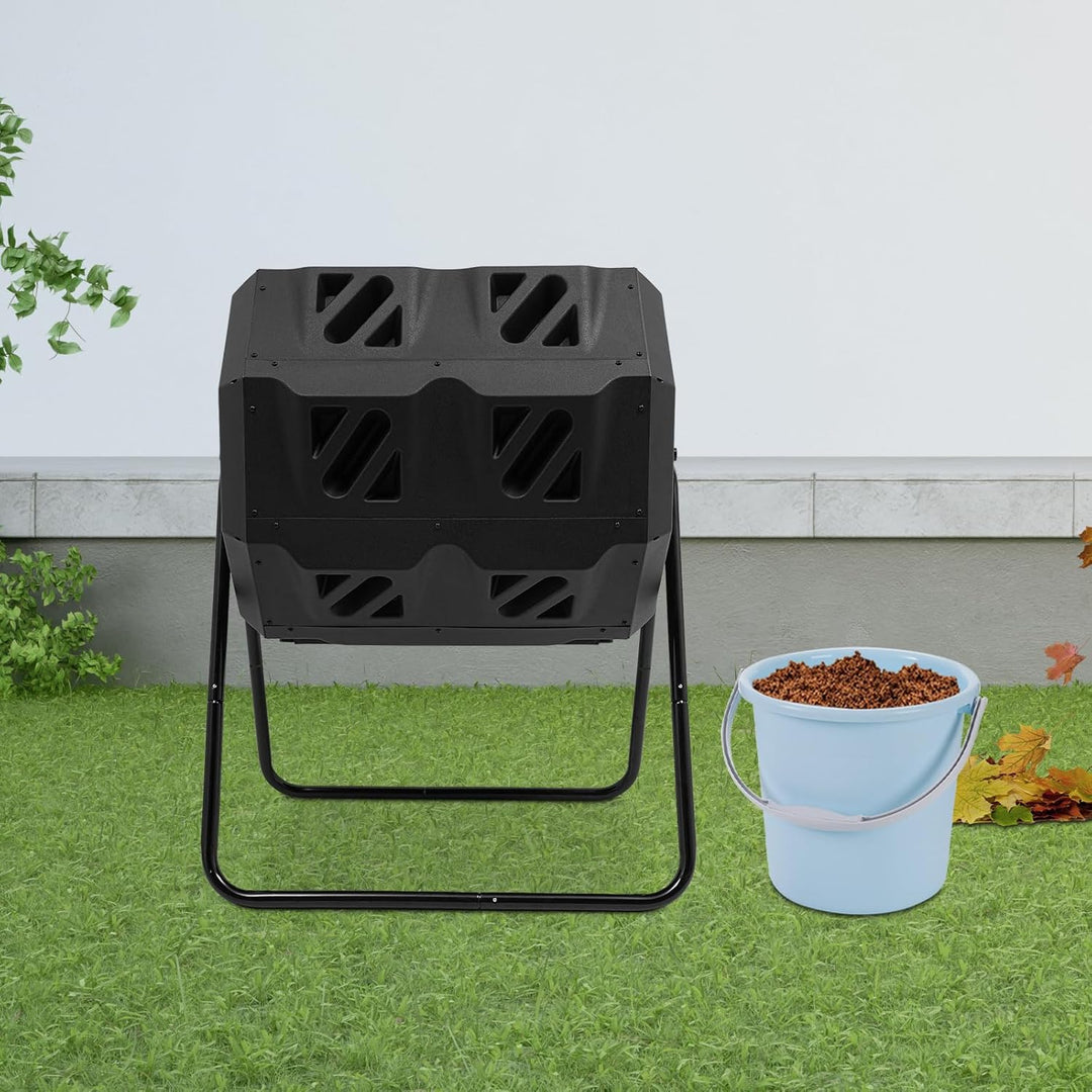 Trommelkomposter, 160L Komposter mit Easy-Turn-System und Handschuhe, Tumbling-Komposterbin Kompostb