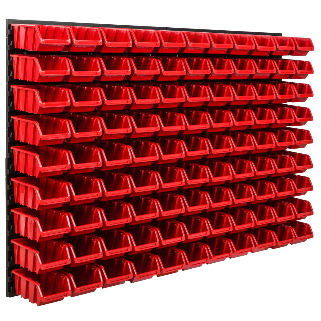 Lagersystem Werkstattregal | 115 x 78 cm | 99 stck. Box | Wandregal mit Stapelboxen - Wandplatten Ex