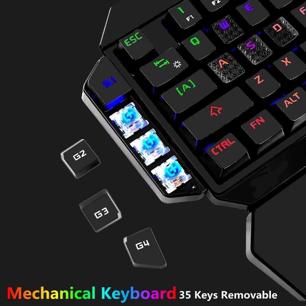 Cakce RGB Einhand-mechanische Gaming-Tastatur, bunte Hintergrundbeleuchtung, professionelle Gaming-T