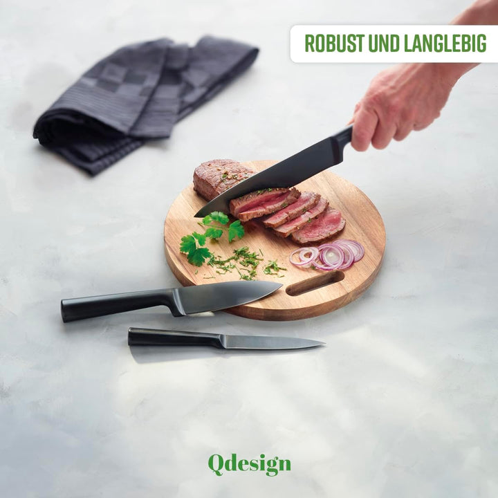 Qdesign - 5er-Set Küchen-Messer aus Edelstahl - Koch-, Brot-, Tranchier-, Office-, Gemüsemesser - Ul