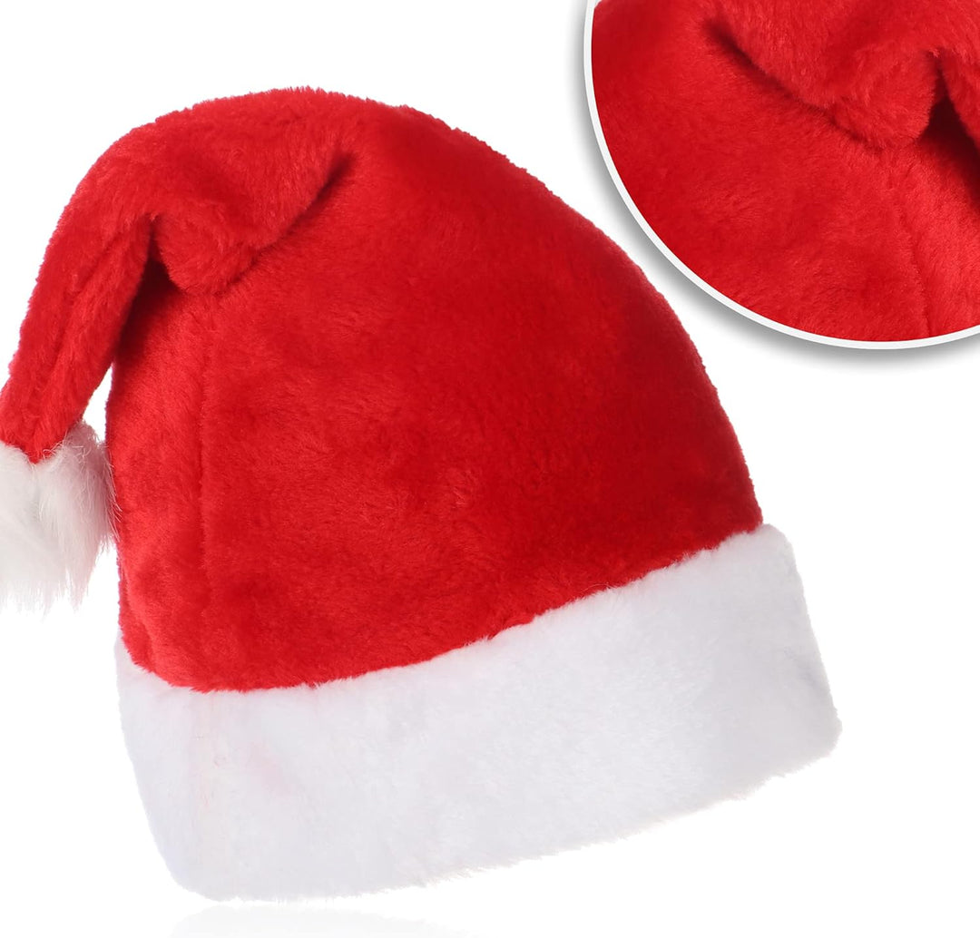 com-four® 12x Nikolausmütze aus Plüsch mit Bommel – X-Mas Weihnachtsmütze für Weihnachten und Nikola