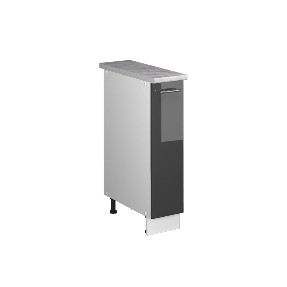 Vicco Apothekerschrank Fame-Line, Anthrazit Hochglanz/Weiss, 20 cm, AP Marmor, zur Kombination mit w
