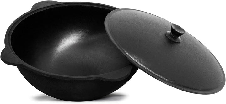 Wok Gusseisen 12 L (runder Boden) Kazan mit Schaumkelle NAMANGAN Uzbek Kasan Uzbekisch Asia WOK Cast