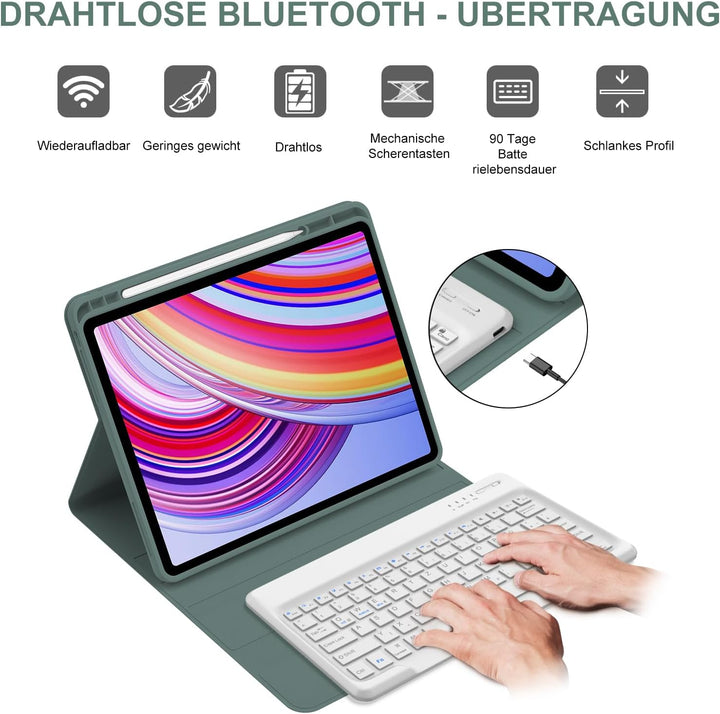 IVEOPPE Tastatur Hülle für Xiaomi Redmi Pad Pro, Tastatur Redmi Pad Pro 12,1 Zoll 2024, Bluetooth Ma