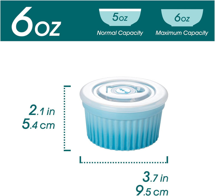 vancasso RAMEKINS 200ml Soufflé Förmchen Set von 6, Ø9,5cm Creme Brulee Schälchen Backofen sicher, P