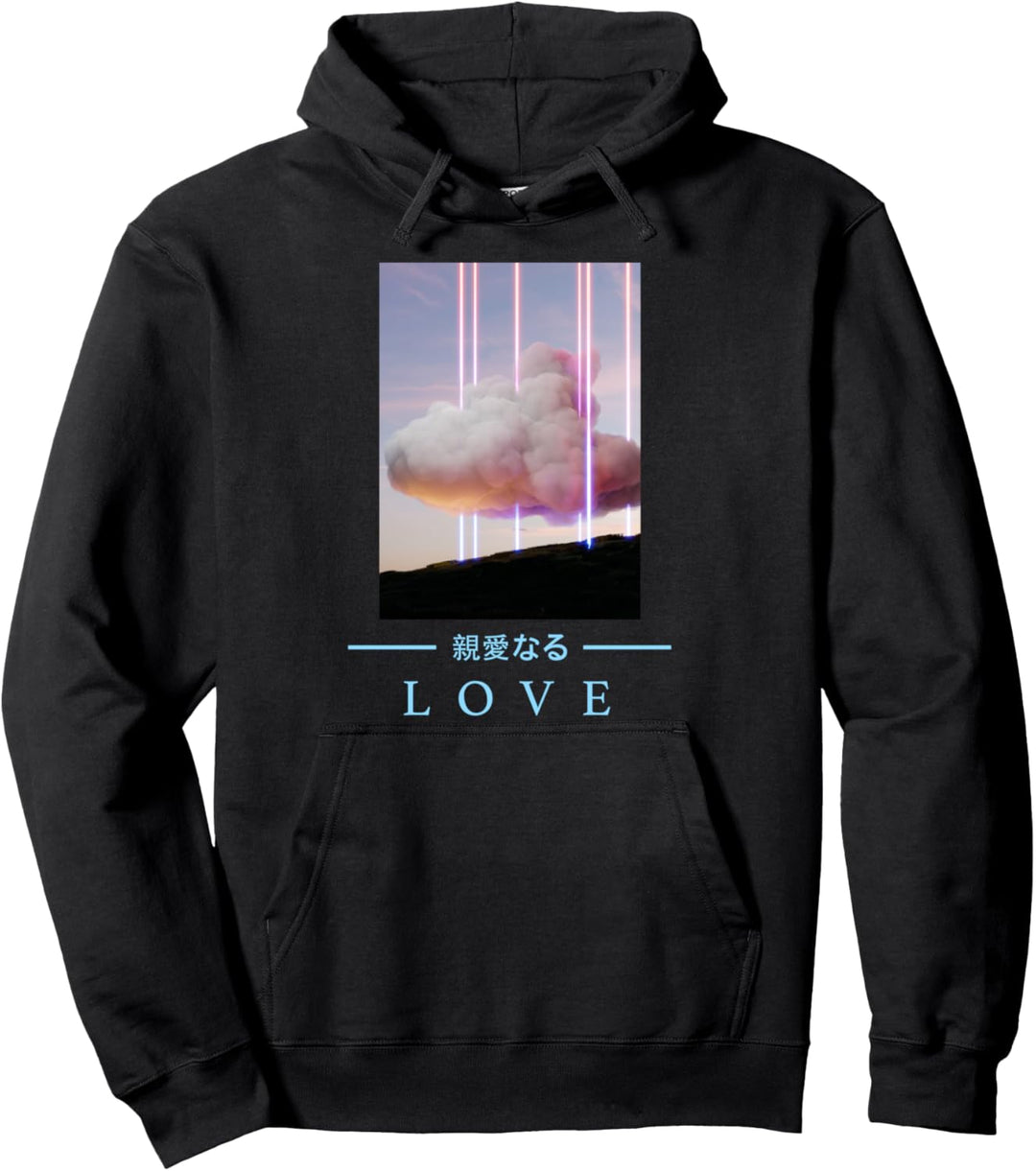 Retrowave - LOVE - Japanese Art Aesthetic Vaporwave Anime Pullover Hoodie