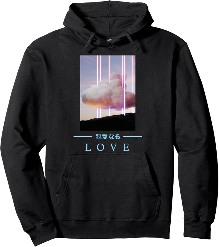 Retrowave - LOVE - Japanese Art Aesthetic Vaporwave Anime Pullover Hoodie