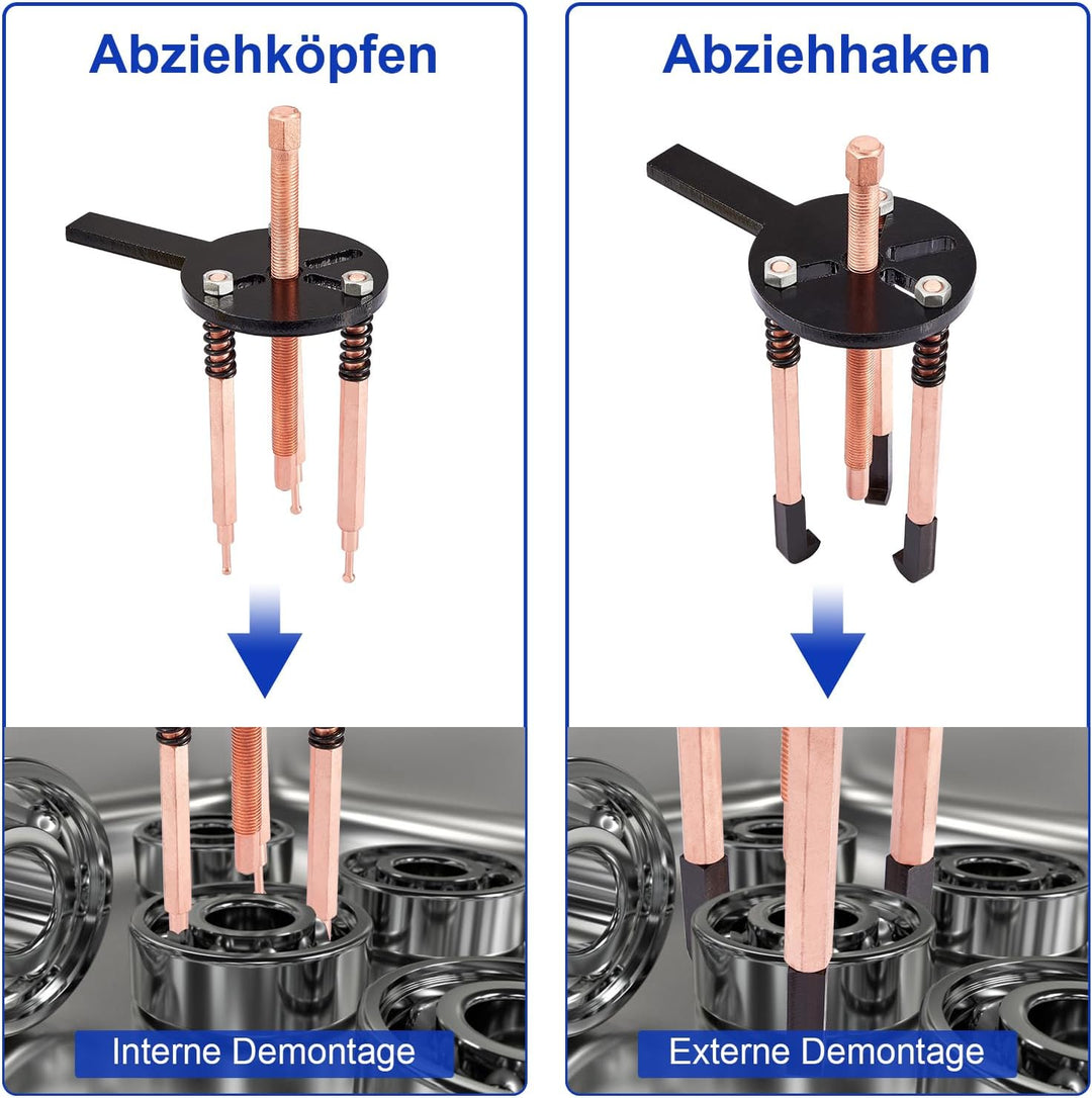 38-in-1 Lagerabzieher Set, Dreiarm Innenlager Abzieher Werkzeug, Kugellager Innenabzieher mit 6 Grös