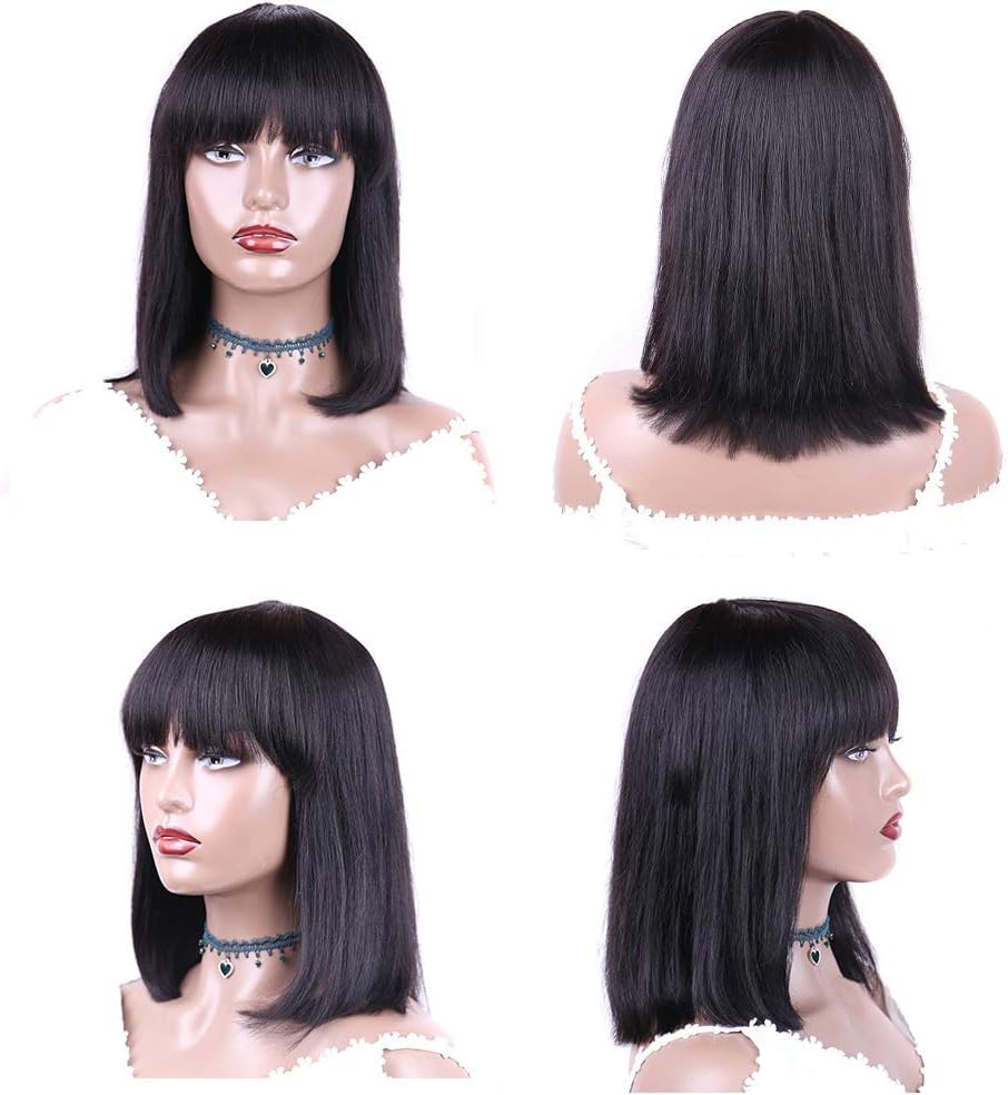 CLAROLAIR Parrucche per capelli umani Straight Short Bob Wigs 150% Density None Lace Front Wigs Cape