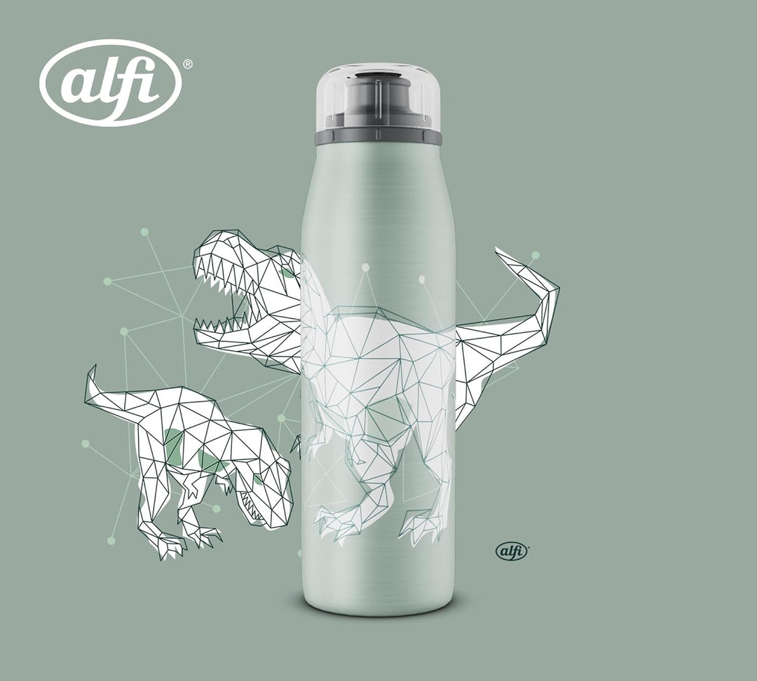 alfi KIDS ISO BOTTLE 500ml, Dinos, Isoliertrinkflasche Kinder Edelstahl, absolut dicht mit Drehversc