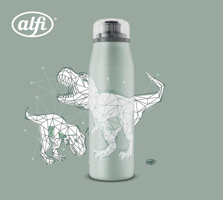 alfi KIDS ISO BOTTLE 500ml, Dinos, Isoliertrinkflasche Kinder Edelstahl, absolut dicht mit Drehversc