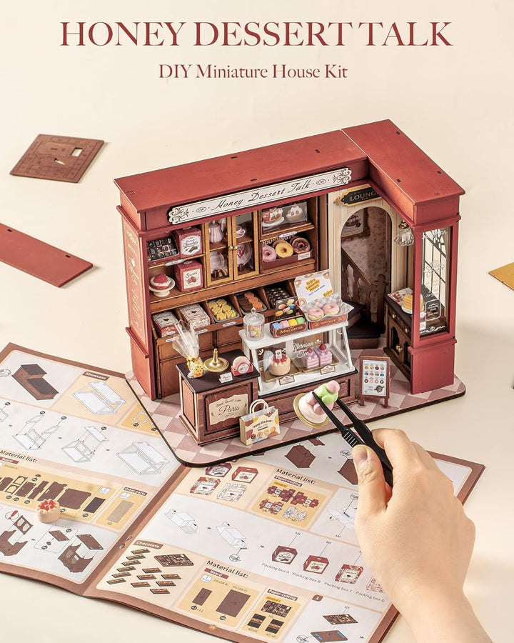Rolife DIY Miniatur Haus Kit für Erwachsene Honig Dessert Gespräch Modellbausätze Miniaturpuppenhaus