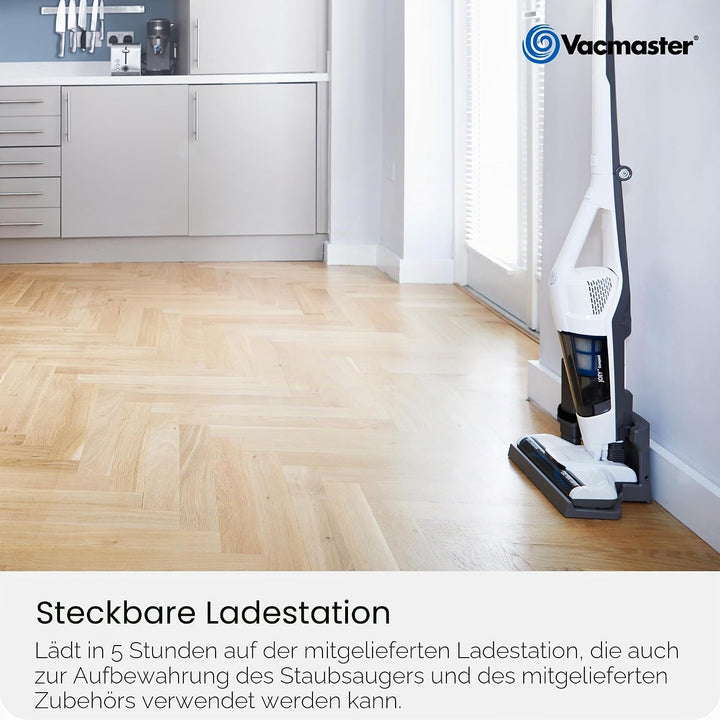 Vacmaster VSD1801EU 2in1 Akku Staubsauger beutellos/bis zu 30 Min.Laufzeit,Elektrische Kehrbesen wit
