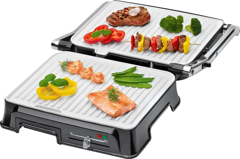 Clatronic KG 3571 elektrischer Kontaktgrill, Multigrill, Elektrogrill für beidseitiges & fettfreies