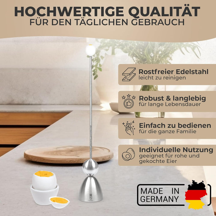 Clack 99009 - Eierschalensollbruchstellenverursacher - Edelstahl - Motiv: Frühstücksei - Made in Ger