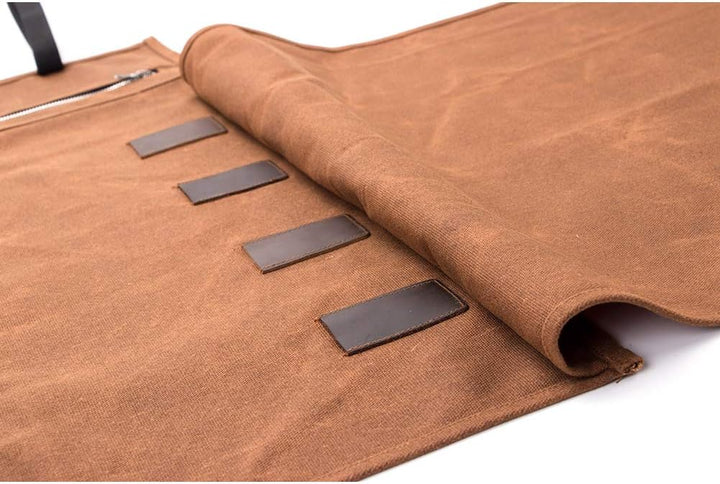 QEES Chef Messer Rolle Tasche 16 Oz gewachste Canvas wasserdichte Reissverschluss Werkzeugtasche 15