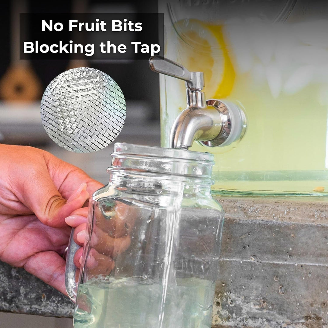 Getränkespender mit Zapfhahn – 5L Getränkespender Glas mit Edelstahlhahn – Limonadenspender & Saftsp