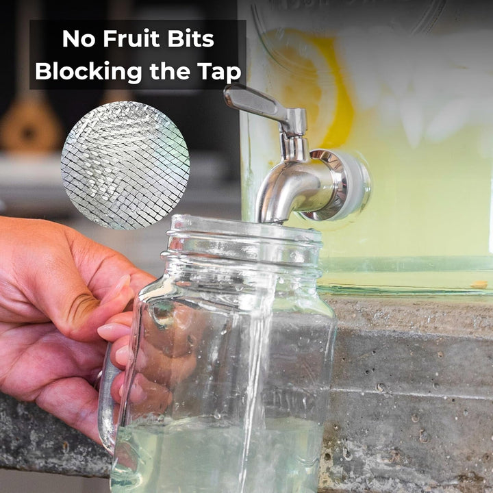 Getränkespender mit Zapfhahn – 5L Getränkespender Glas mit Edelstahlhahn – Limonadenspender & Saftsp