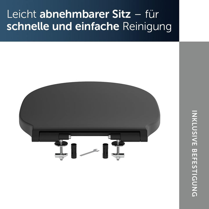 Ideal Standard Connect Air WC-Sitz mit Softclose, Wrapover – Schwarz Matt | Abnehmbarer WC-Sitz mit