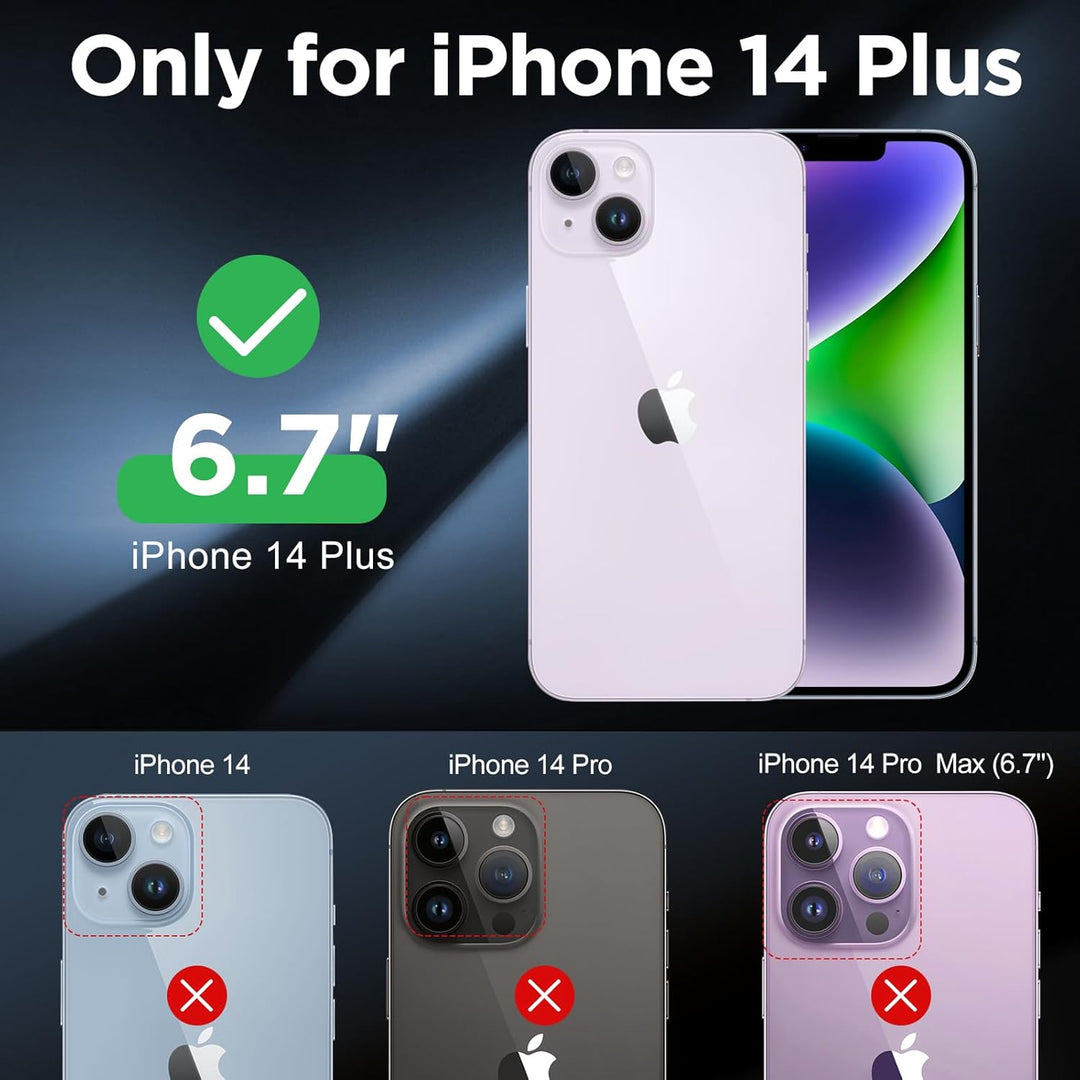 WIFORT Magnetisch Metall Hülle für iPhone 14 Plus Kompatibel mit MagSafe, mit 2 Stück Schutzglas, Mi