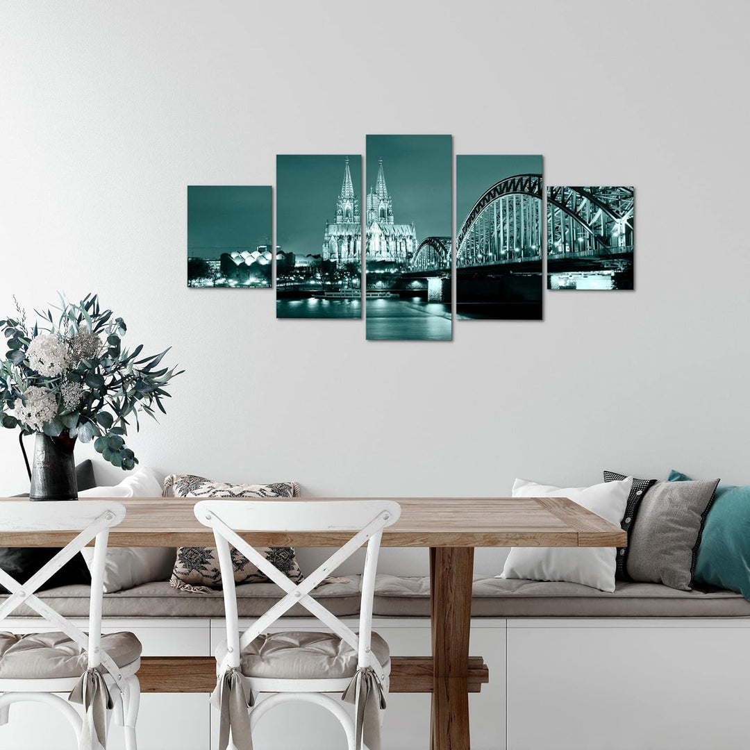 Runa Art Wandbilder Köln 5 Teilig Bild auf Vlies Leinwand Deko Wohnzimmer Schlafzimmer Stadt Brücke