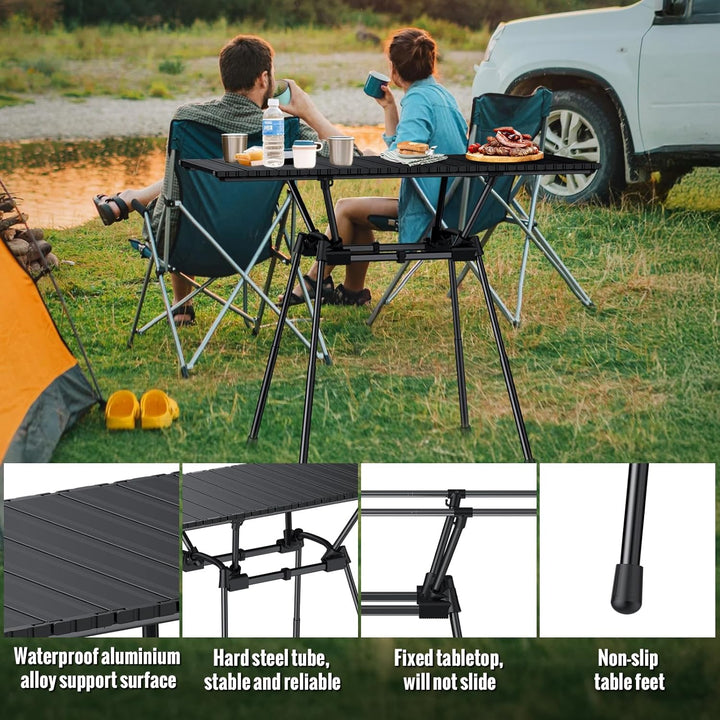 GARLLEN Campingtisch klappbar, 89x40,5cm & 4 höhenverstellbar Klapptisch Aluminium Leicht Mehrzweckt