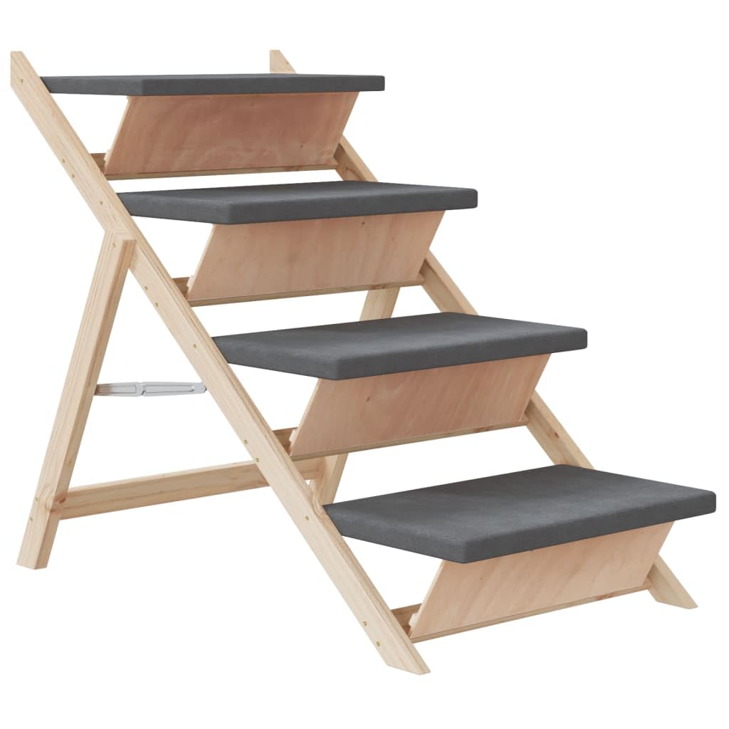 vidaXL Hundetreppe Hunderampe Haustiertreppe Katzentreppe Massivholz Tanne Grau 105 x 47 cm, Grau 10