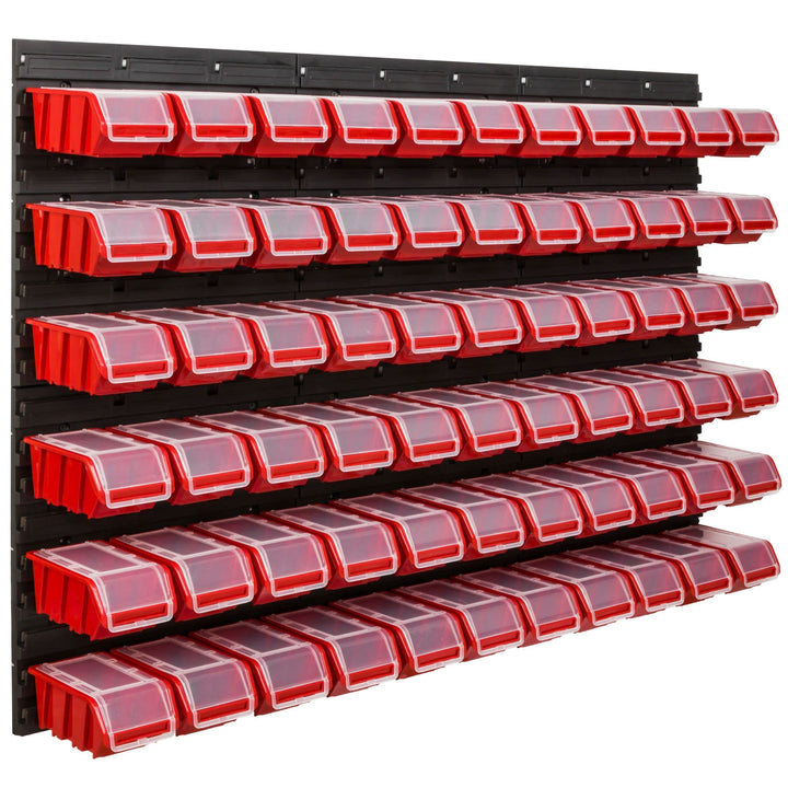 Lagersystem Werkstattregal | 117 x 78 cm | 66 stck. Box | Wandregal mit Stapelboxen - Wandplatten Ex