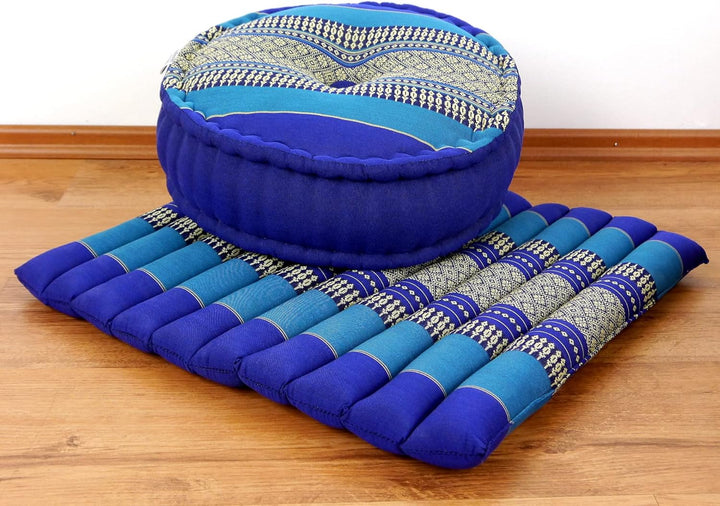 livasia Meditationsset L, Yogaset mit Kissen und Matte, Pouf, Yogamatte und Yogakissen mit Kapok han