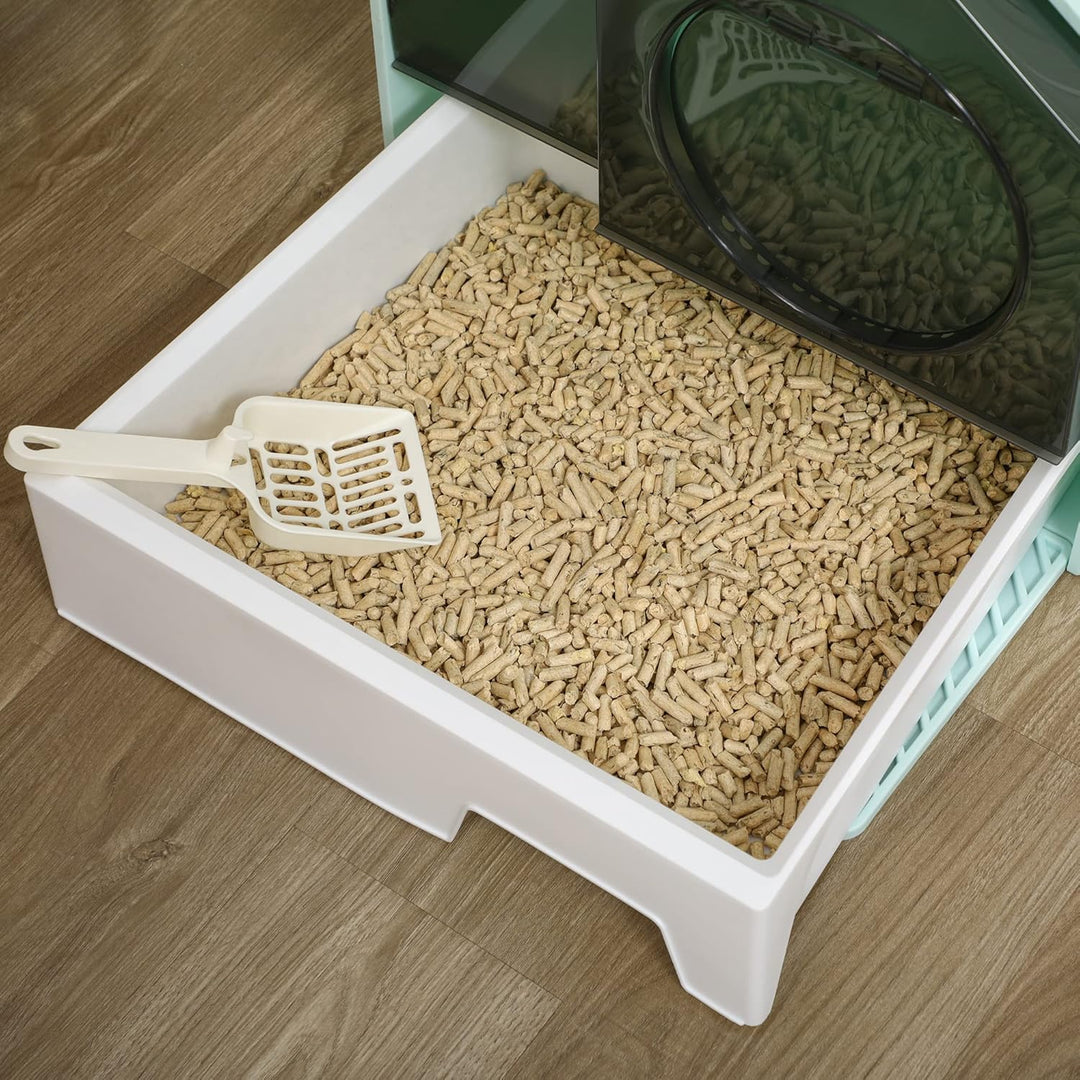 PawHut Katzentoilette Katzenklo mit Bodenwanne, Schaufel, Filter, Toilette mit Haube für Katzen bis
