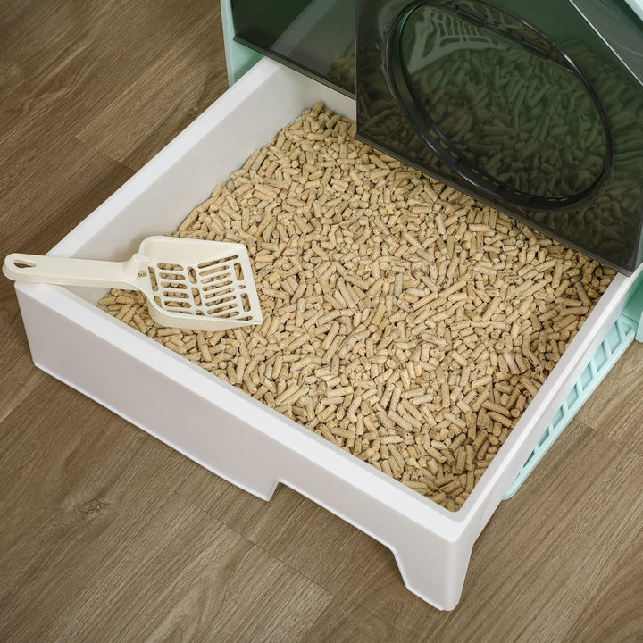 PawHut Katzentoilette Katzenklo mit Bodenwanne, Schaufel, Filter, Toilette mit Haube für Katzen bis