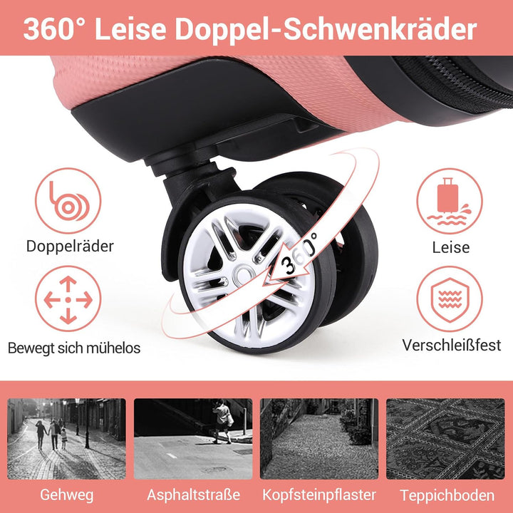 KONO Koffer Hartschalenkoffer, ABS+PC Trolley mit TSA Schloss, 360° Leisen Rollen, Gross/Mittelgross