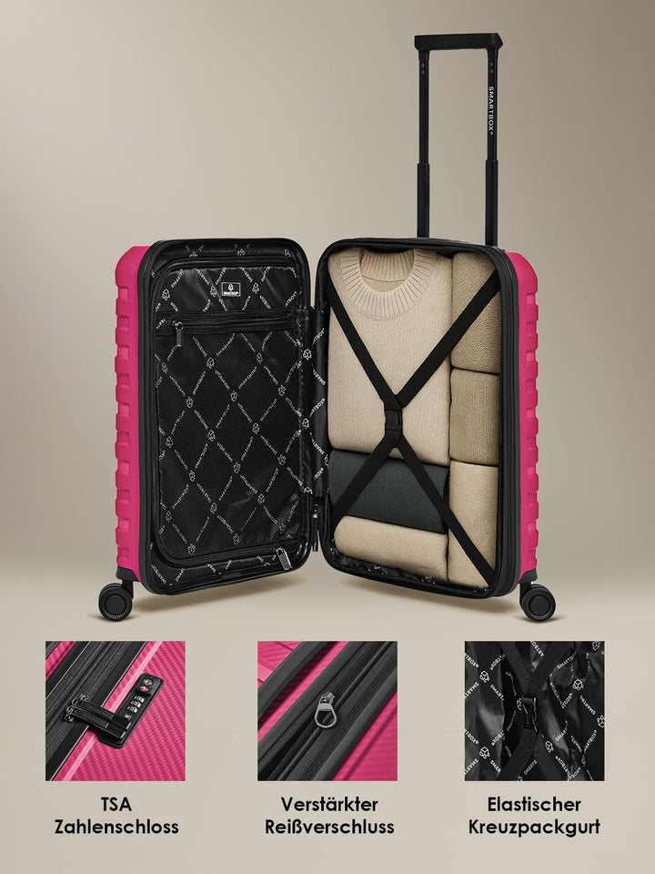 Smartbox Hartschalen Kabinen-Koffer mit Laptopfach | Kleiner Trolley 36 x 22 x 55 cm & Frontöffnung