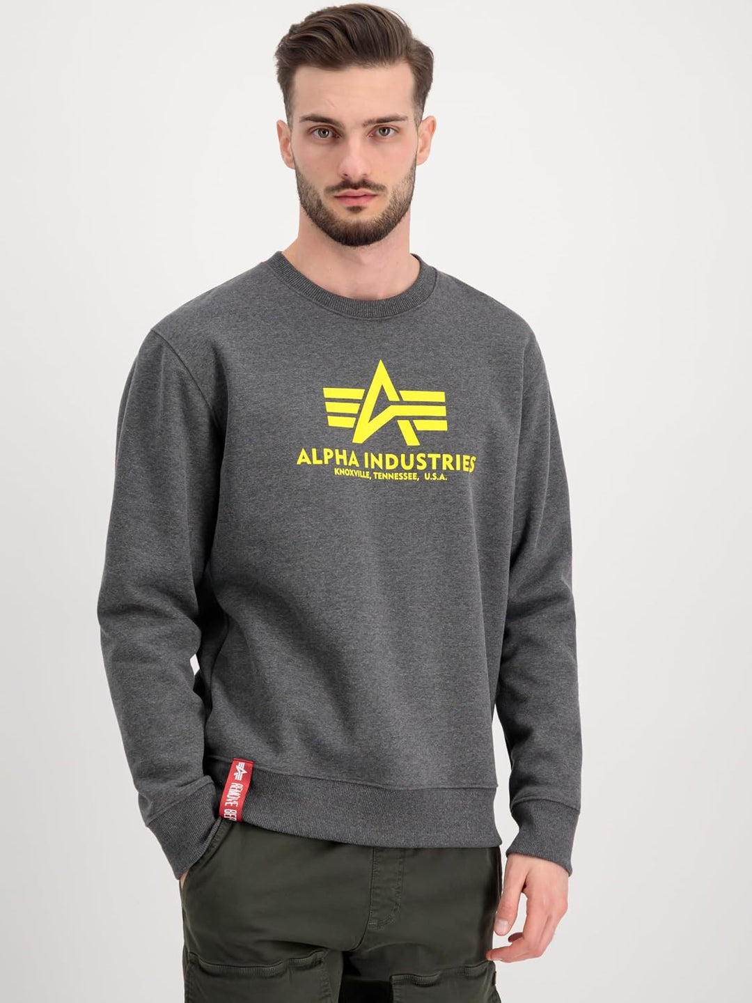 Alpha Industries Herren Basic Sweater Sweatshirt für Herren Sweatshirt (1er Pack) XXS Charcoal Heath