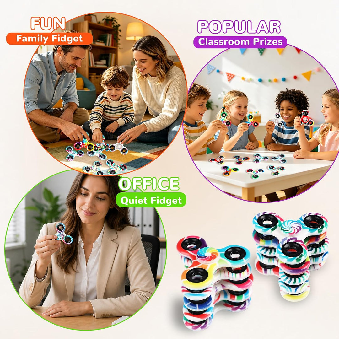 SCIONE 12er Pack Fidget Spinner Geometrisch (6,3 cm), Moderne Fingerkreisel für Konzentration &amp; Ruhe
