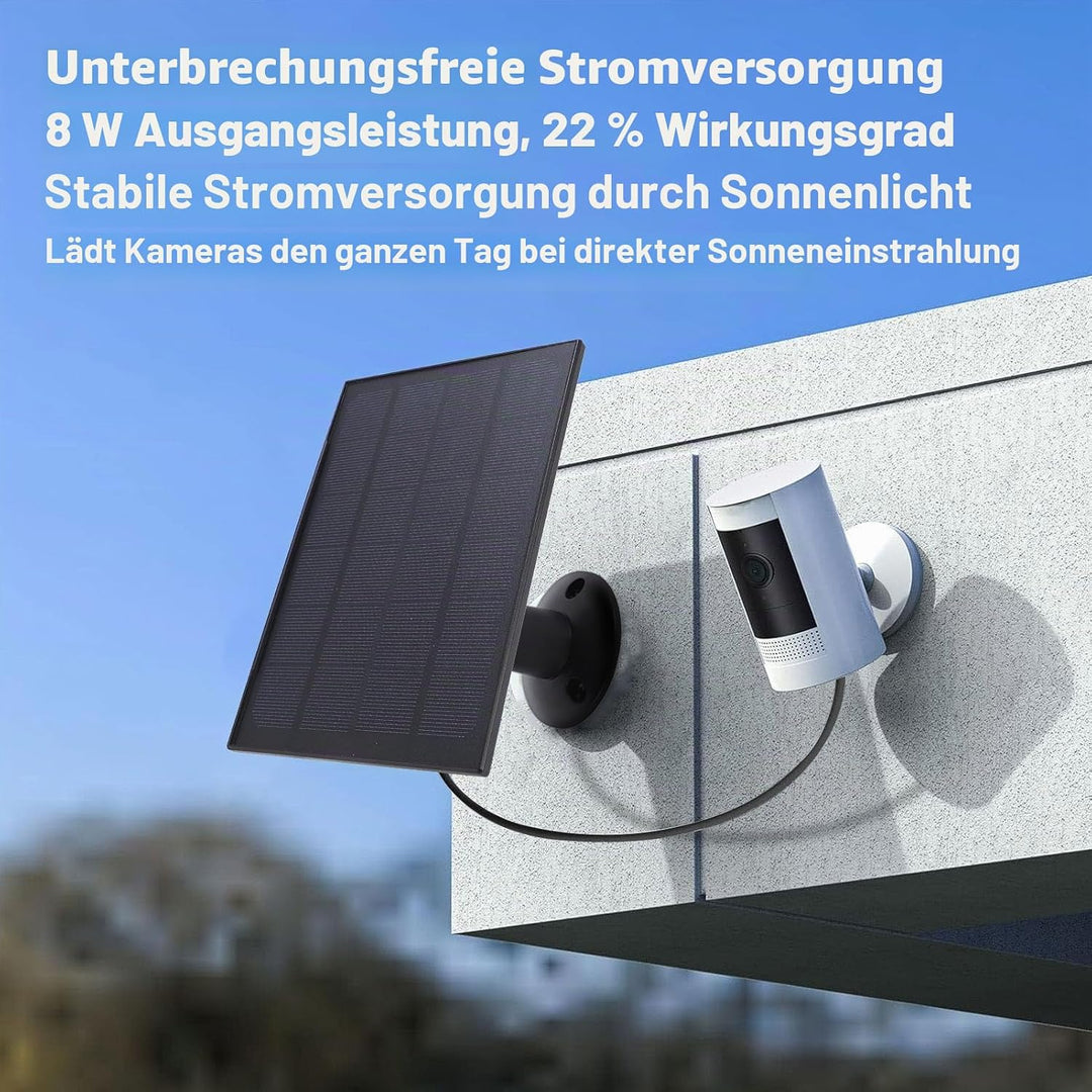 8W Solar Panel für Vogel Feeder Kamera, 2 in 1 Verbessertes, Wetterfest 360 Grad Einstellbares USB C