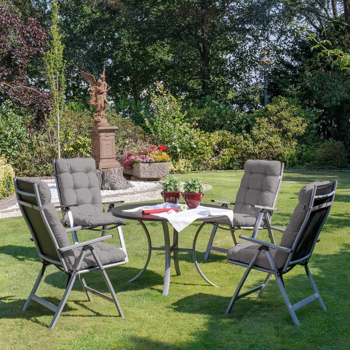 Beautissu 2er Set Hochlehner Auflagen 120x50x8cm - Sitzpolster Set für Gartenstühle Outdoor Stuhlkis