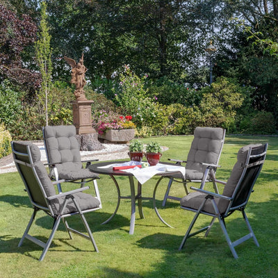 Beautissu 2er Set Hochlehner Auflagen 120x50x8cm - Sitzpolster Set für Gartenstühle Outdoor Stuhlkis