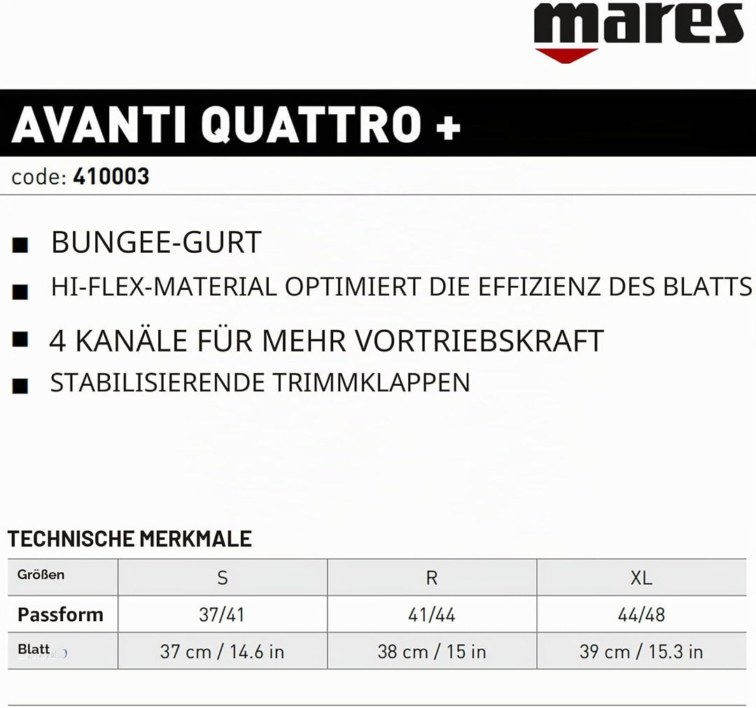 Mares Avanti Quattro + Flossen S Yellow, S Yellow