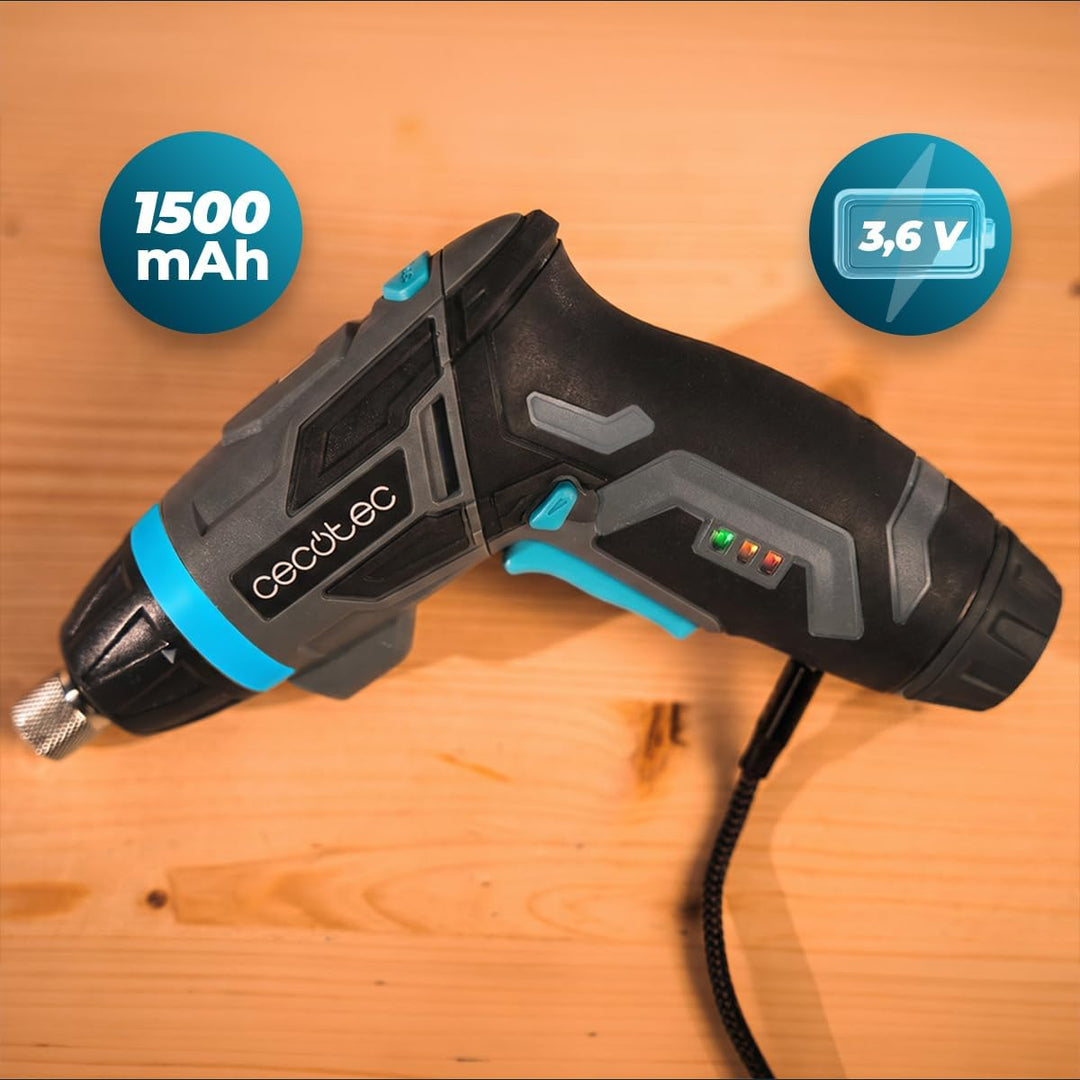 Cecotec Akkuschrauber PowerGyro 4000 Flash, 3,6 V, 1500 mAh, 6 Nm Drehmoment, 2-in-1 Drehgriff, 230