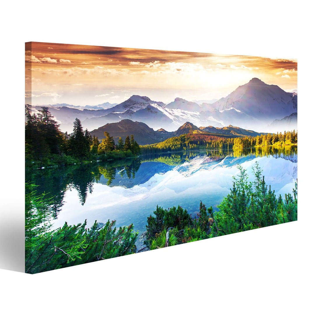 islandburner Bild auf Leinwand See Fantastisch Sonniger Tag Berg Bilder Wandbilder Poster Leinwand 1