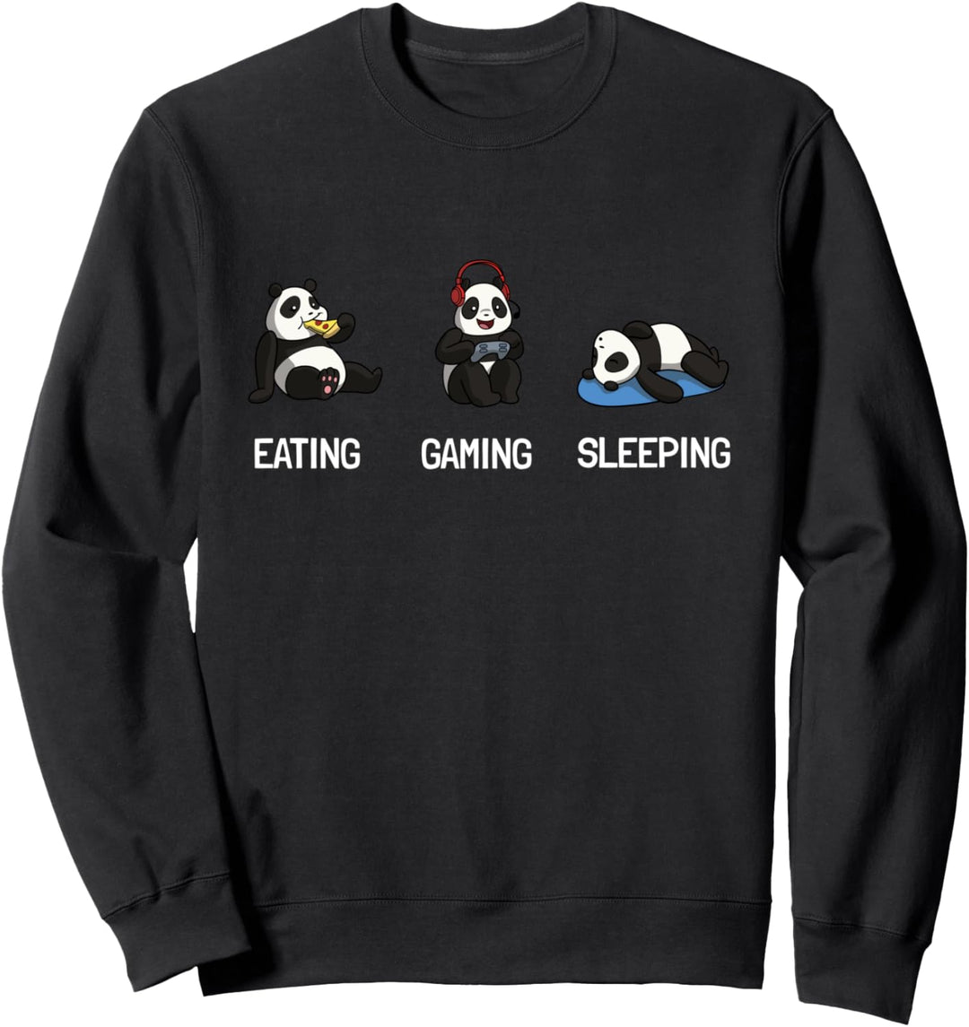 Gamer Panda Eating Gaming Sleeping Sweatshirt